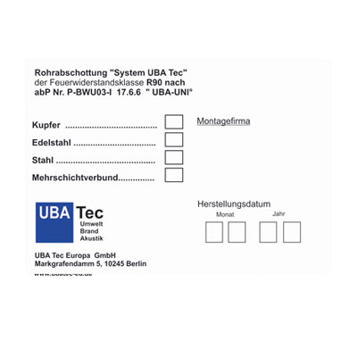 Kennzeichnungsschild- System UBA TEc Kennzeichnungsschild- System UBA TEc